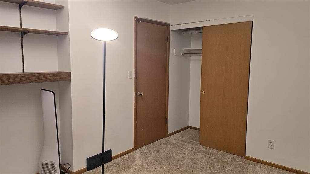 Room with built-in shelves