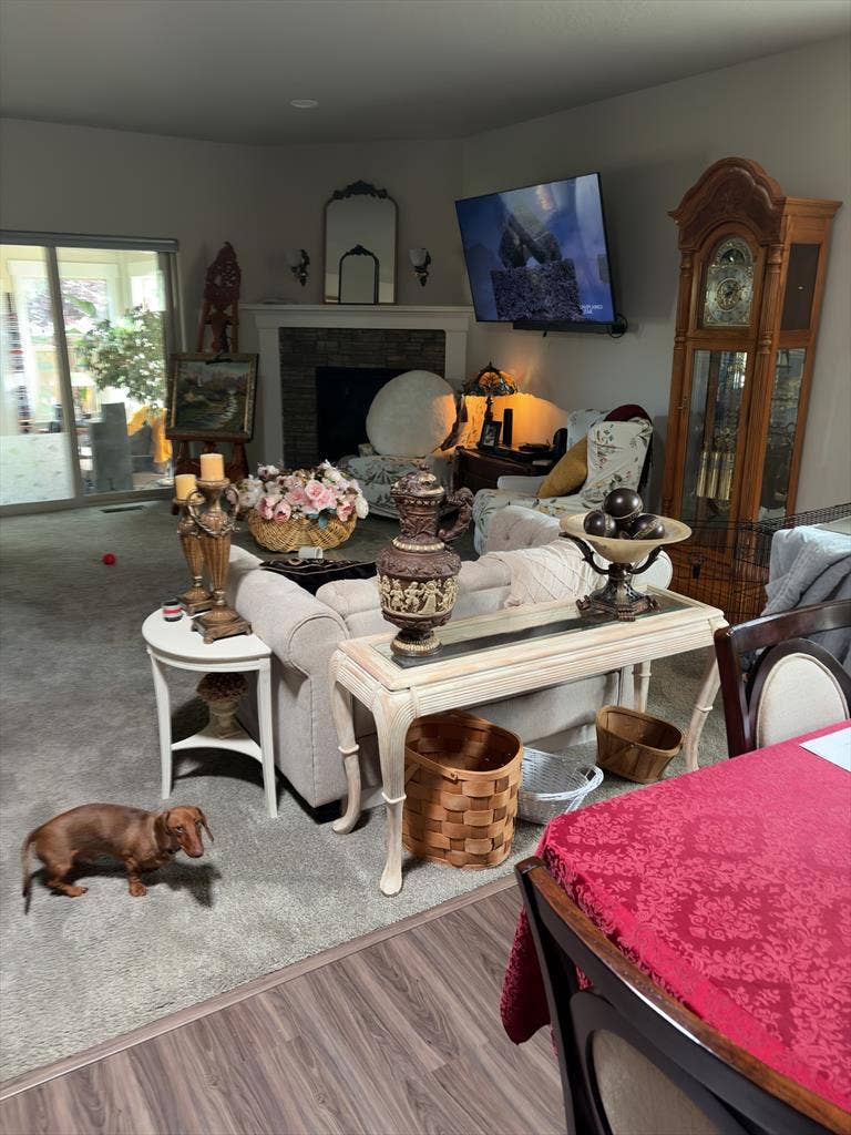 Fully furnished bedroom with TV