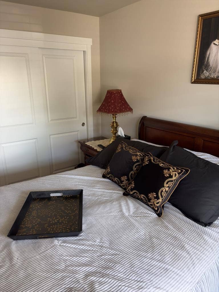 Fully furnished bedroom with TV