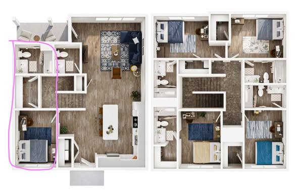 Student Housing Master Bedroom