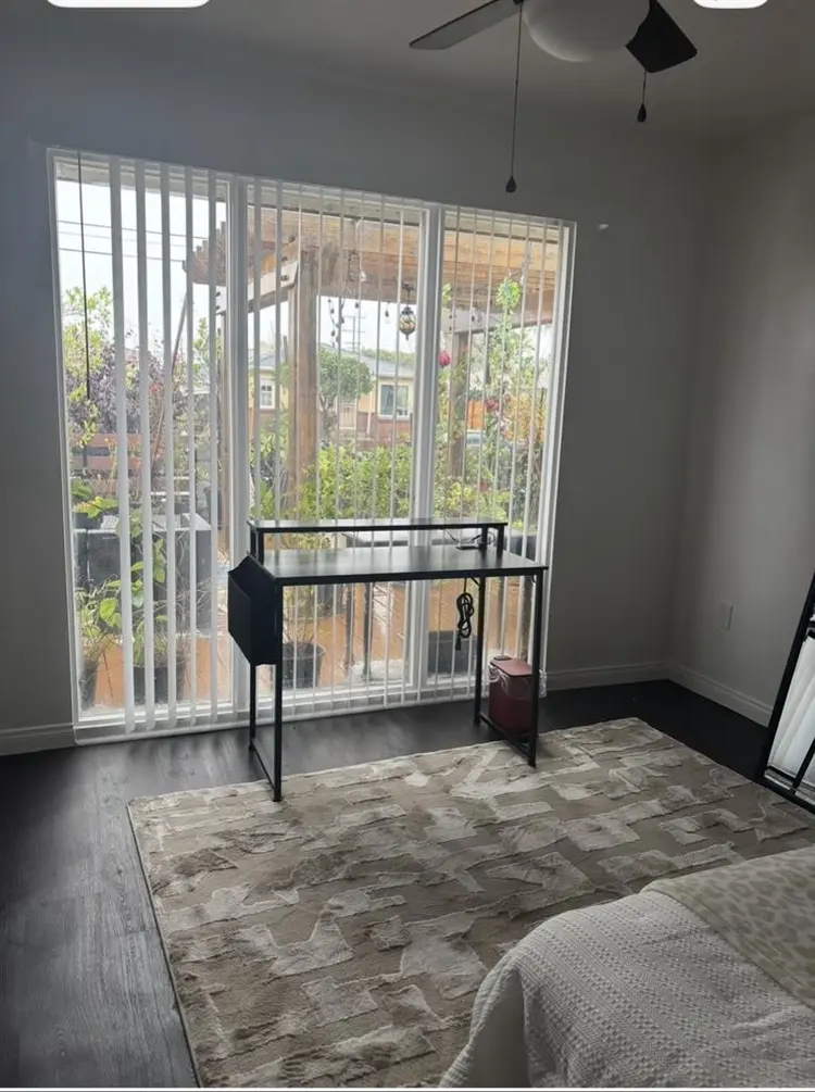 One single patio view bedroom