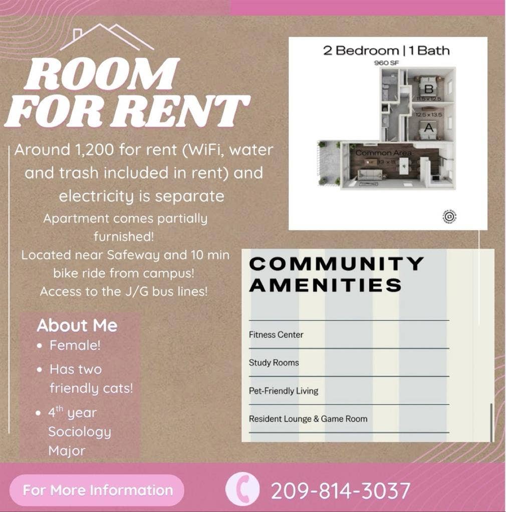 ☀️Davis Room Available- Move in 9/1
