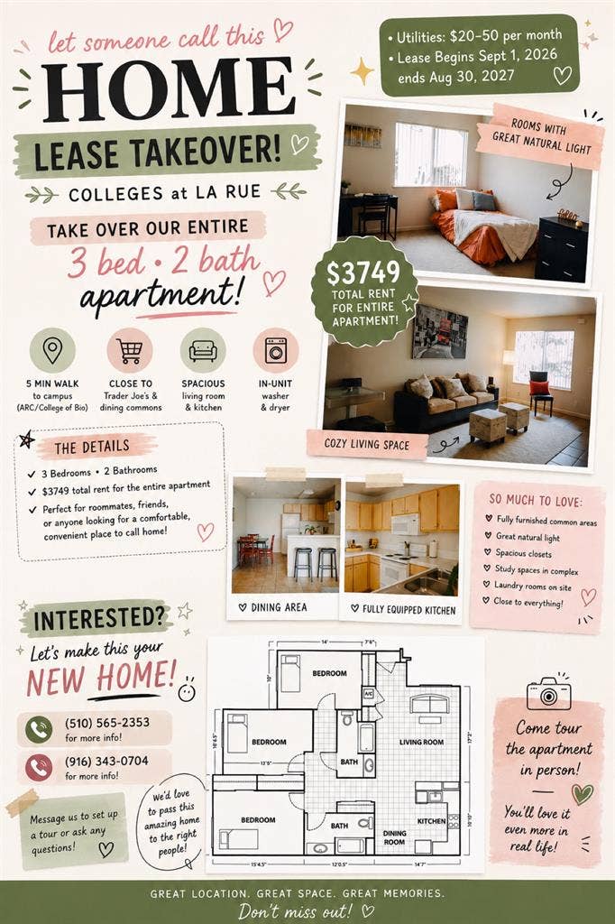 URGENT‼️ Lease takeover