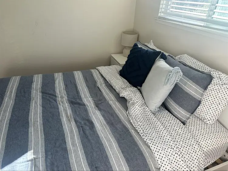 Room in a home on a quiet street.