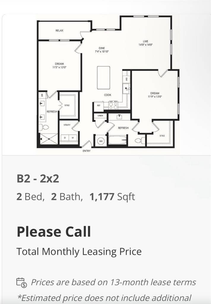 1BR/1BA in 2BR/2BA