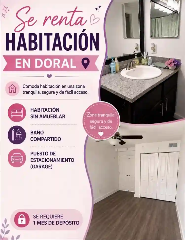 Se renta habitación en el Doral, FL