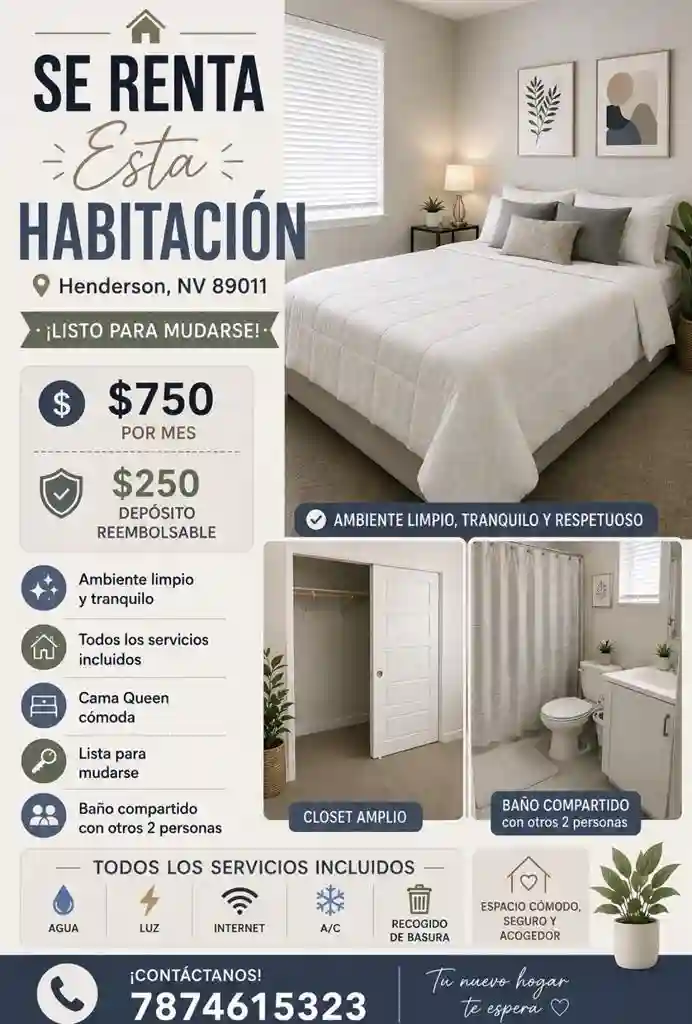 750 renta habitación henderson 8901