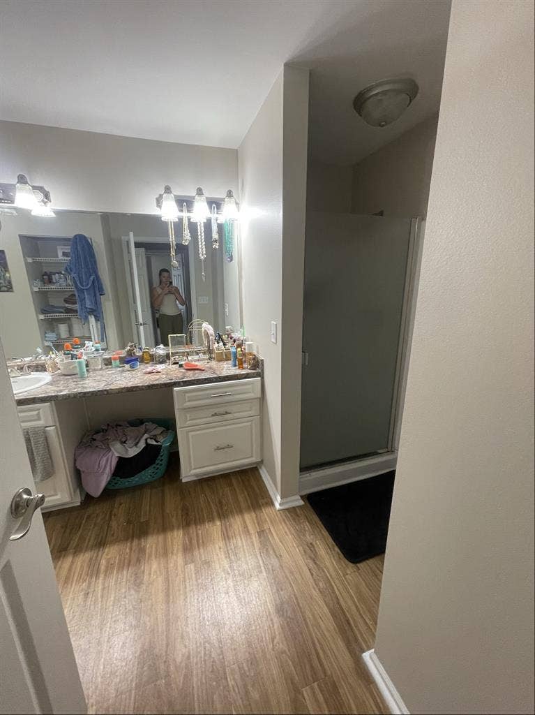 A bedroom + shared space/bathroom