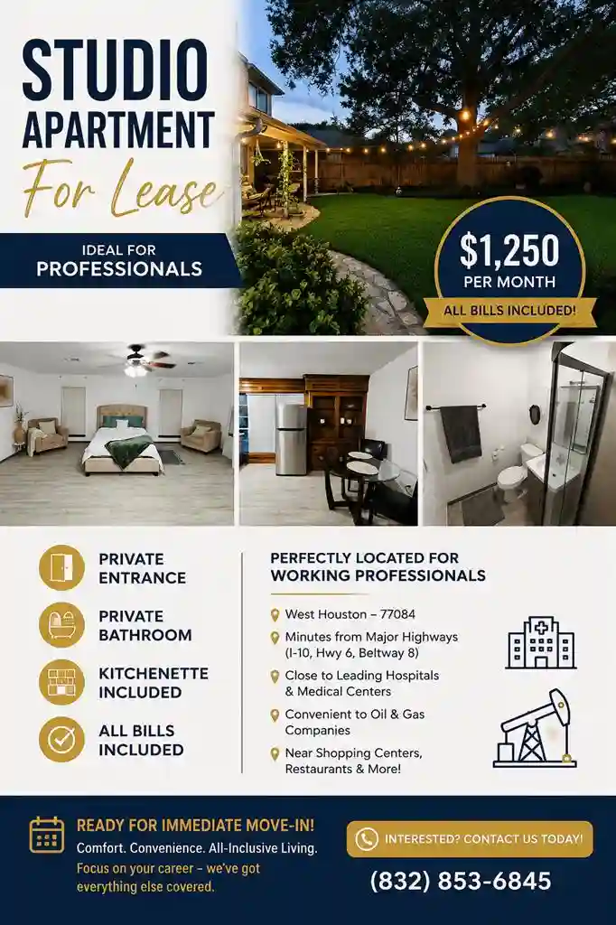Studio apartment West Houston