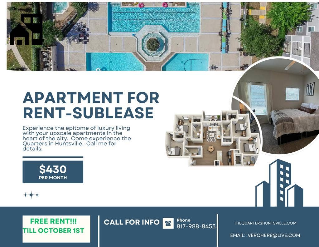 Free Rent Till October 1st