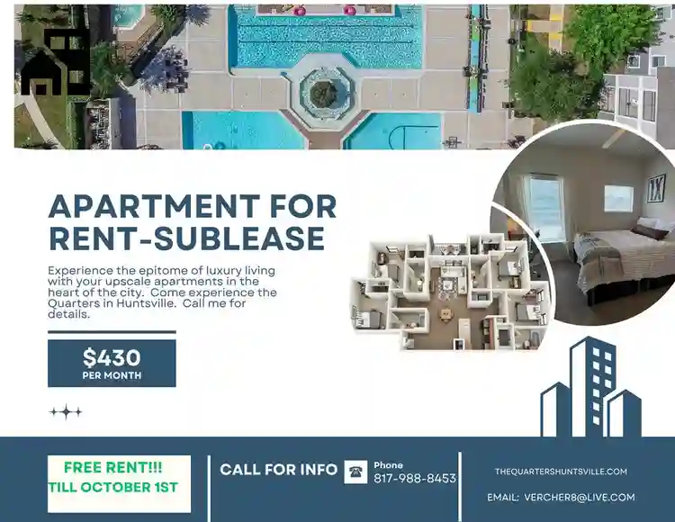 Free Rent Till October 1st