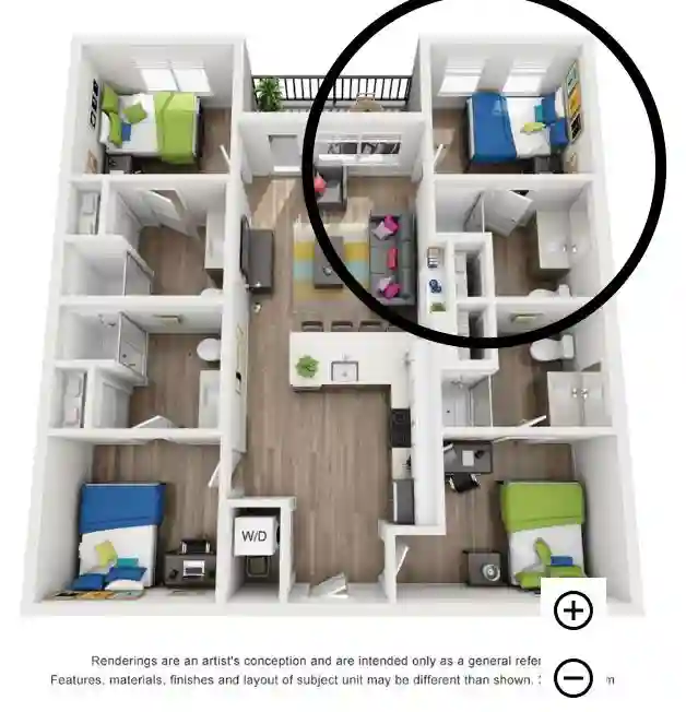 Sublet 1bed 1bath in 4/4 1100 sqft
