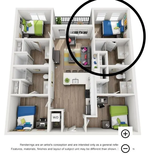 Sublet 1bed 1bath in 4/4 1100 sqft