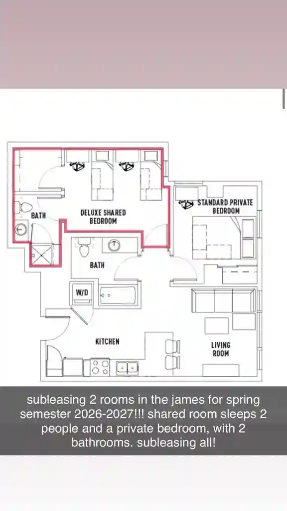1 private bed 1 shared bed 2 bath