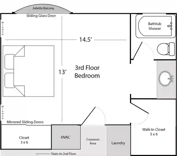 Large bedroom with private bathroom