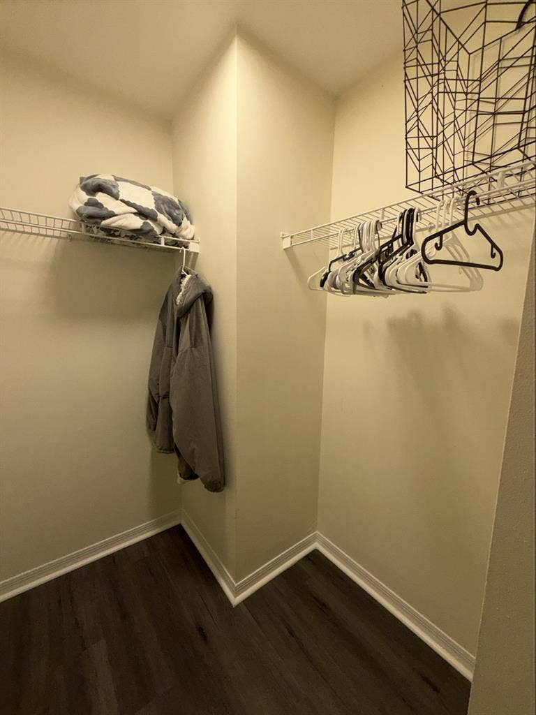 Furnished bedroom with bathroom