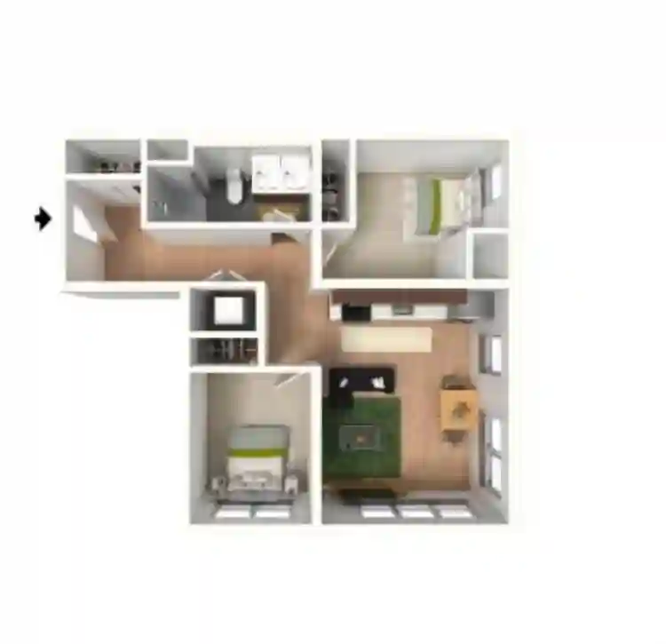 2 bed 1 bath fully furnished
