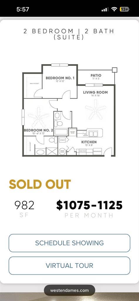 2 Bed / 2 Bath suite available now!