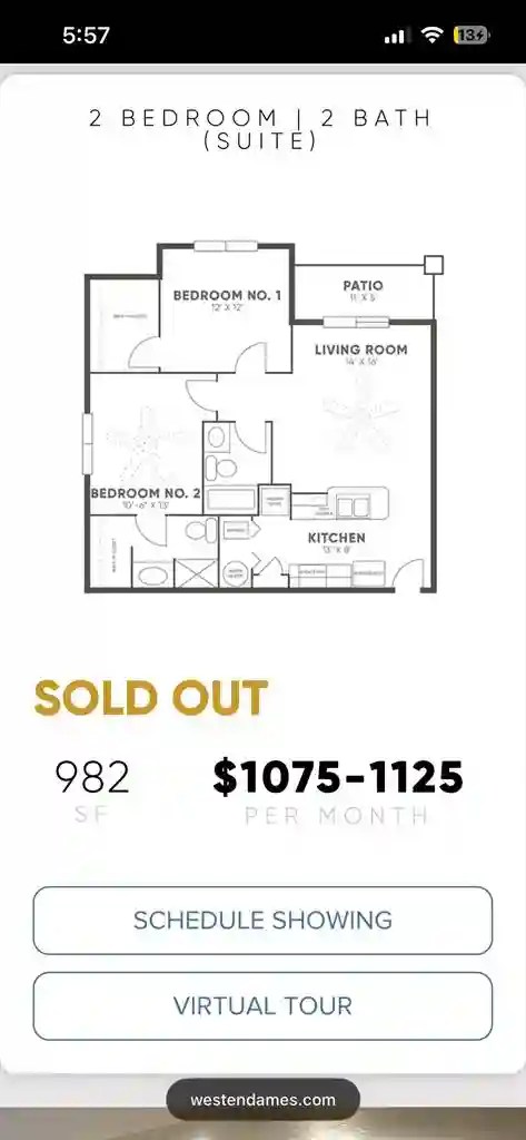 2 Bed / 2 Bath suite available now!