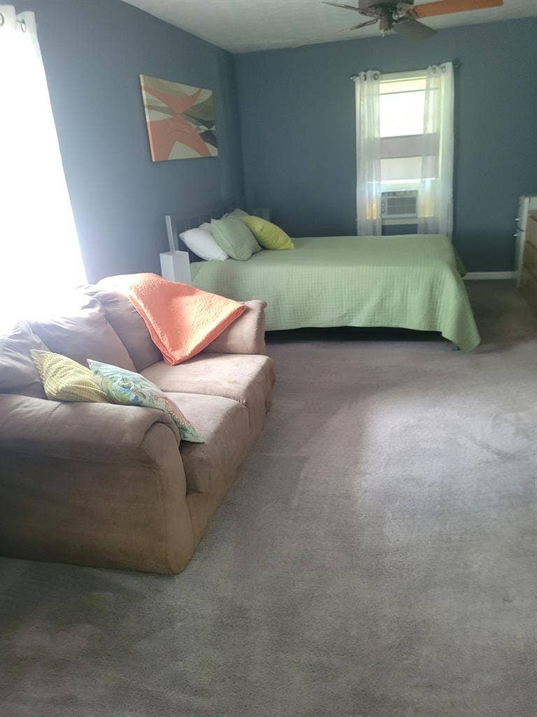 Spacious room with sitting area