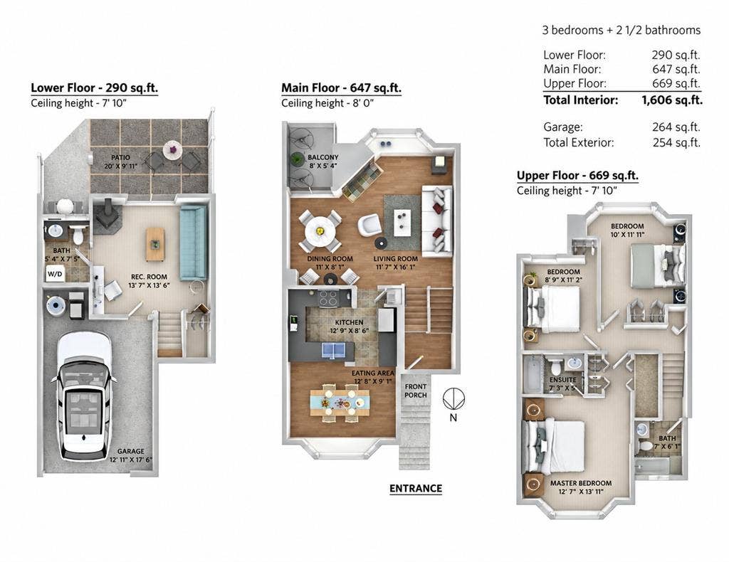 3 bed + den 2 ba entire Townhouse