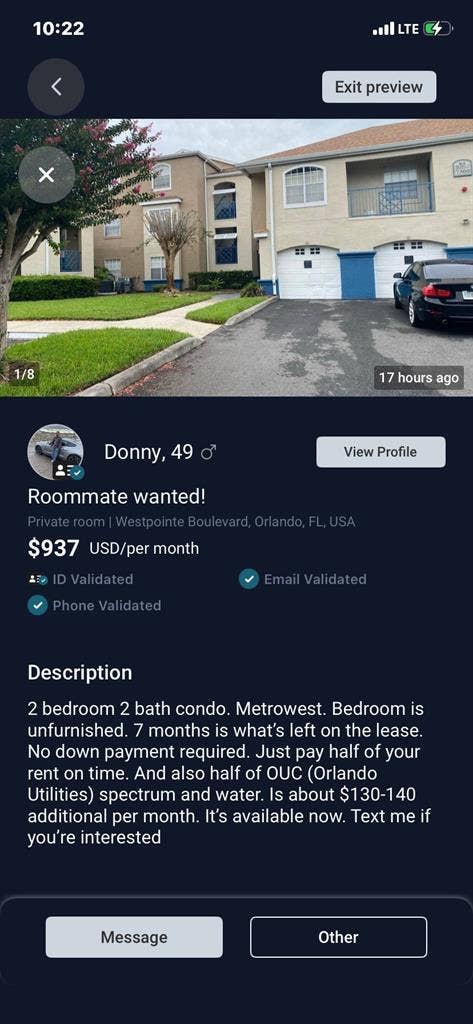Needing a roommate