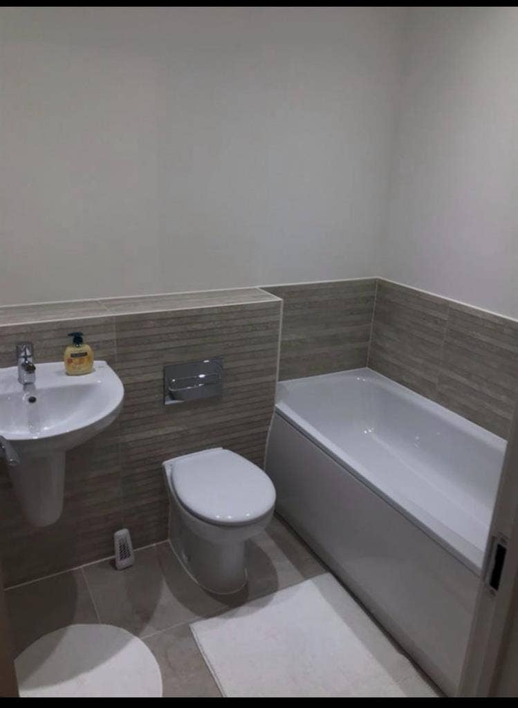 Double bed with private bathroom