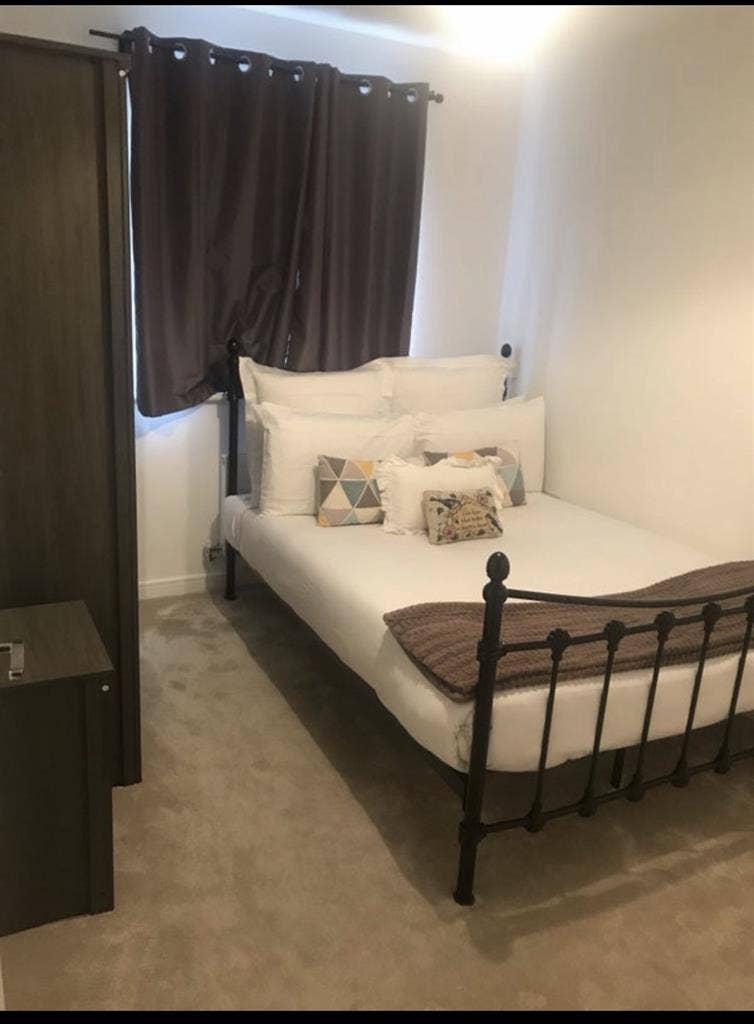 Double bed with private bathroom