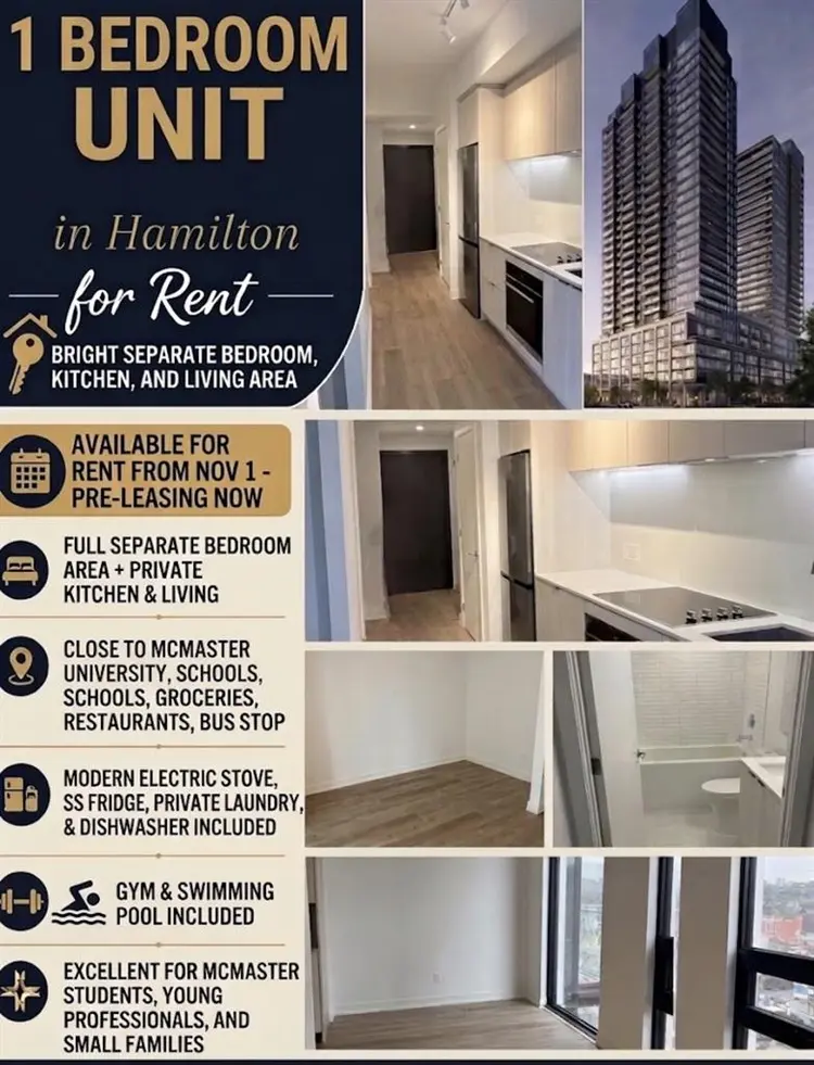 1bed condo for rent in Hamilton