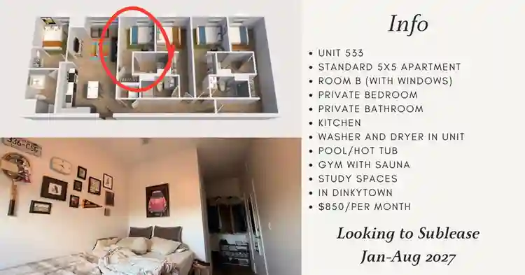 Looking for Sublease Jan - Aug 2027