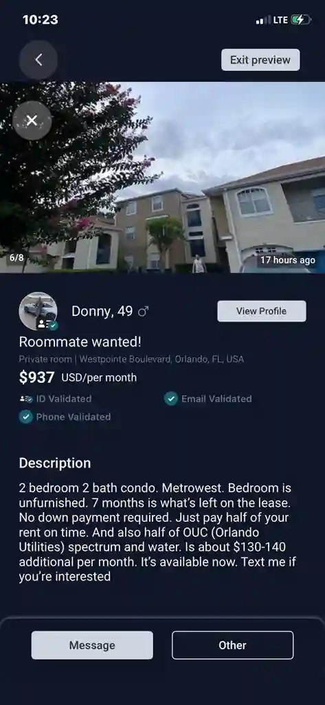 Needing a roommate.