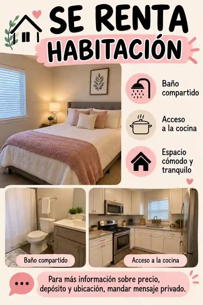 One bedroom, access to kitchen