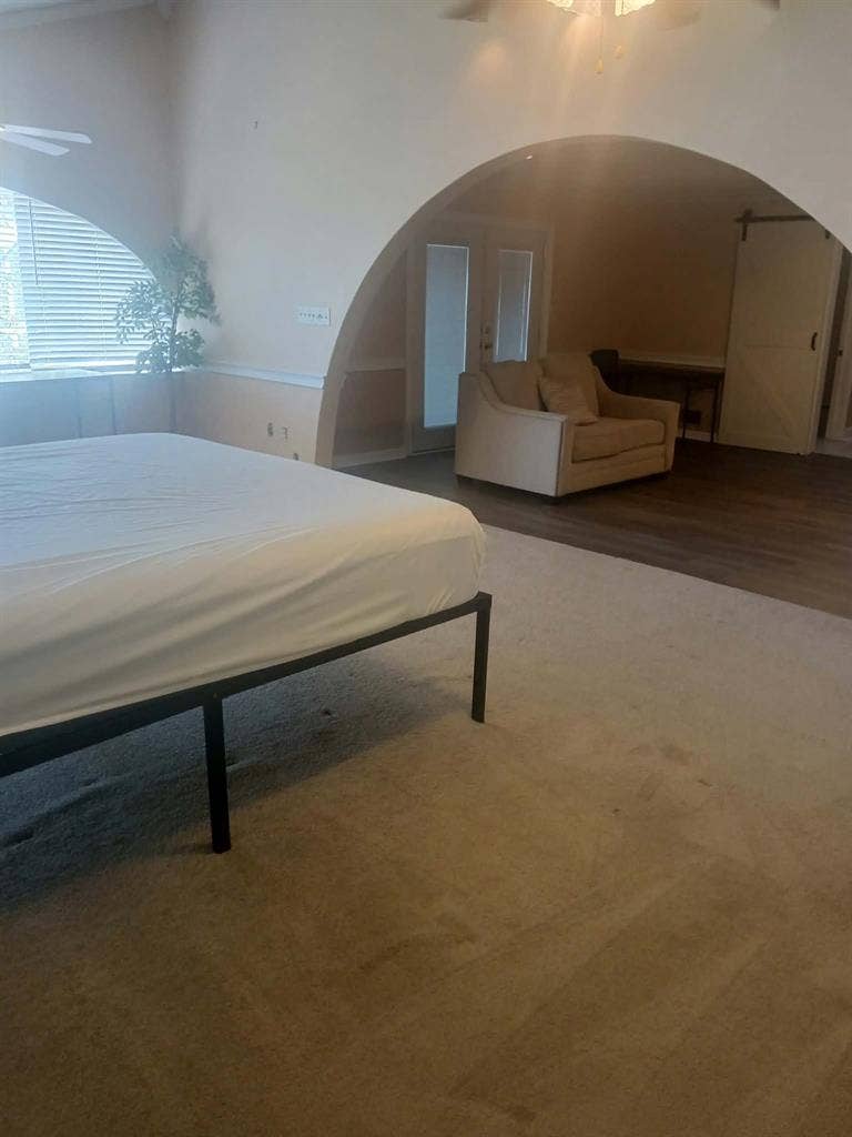 Private master suite on lake
