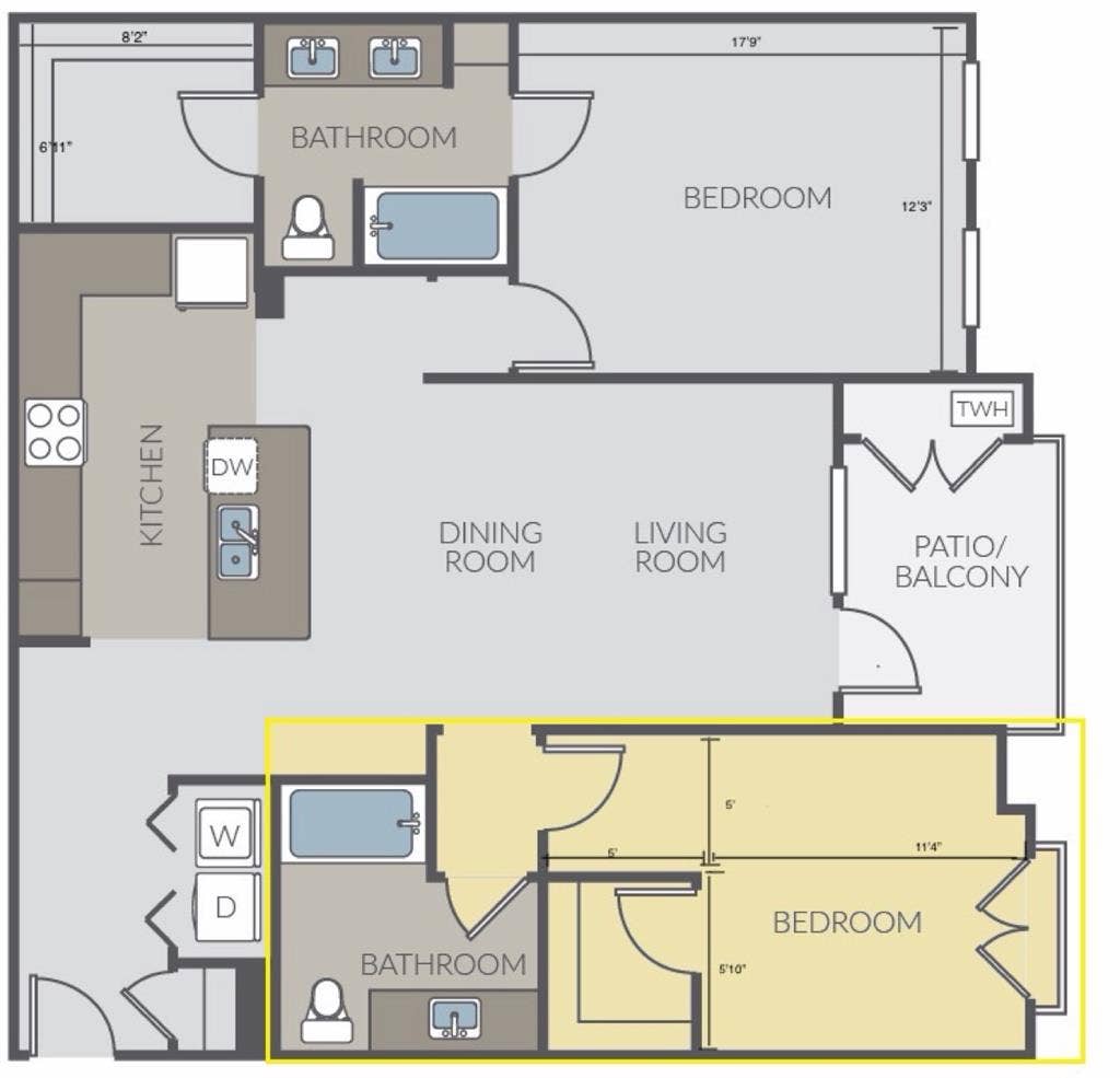 Private bedroom w/ balcony bathroom