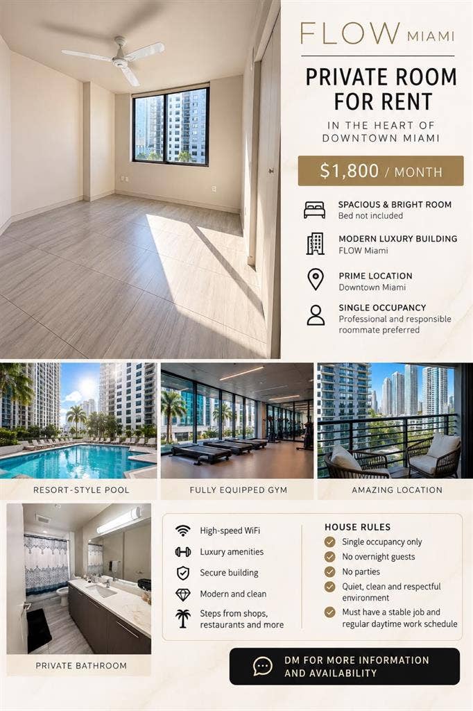 Room for rent Downtown Miami