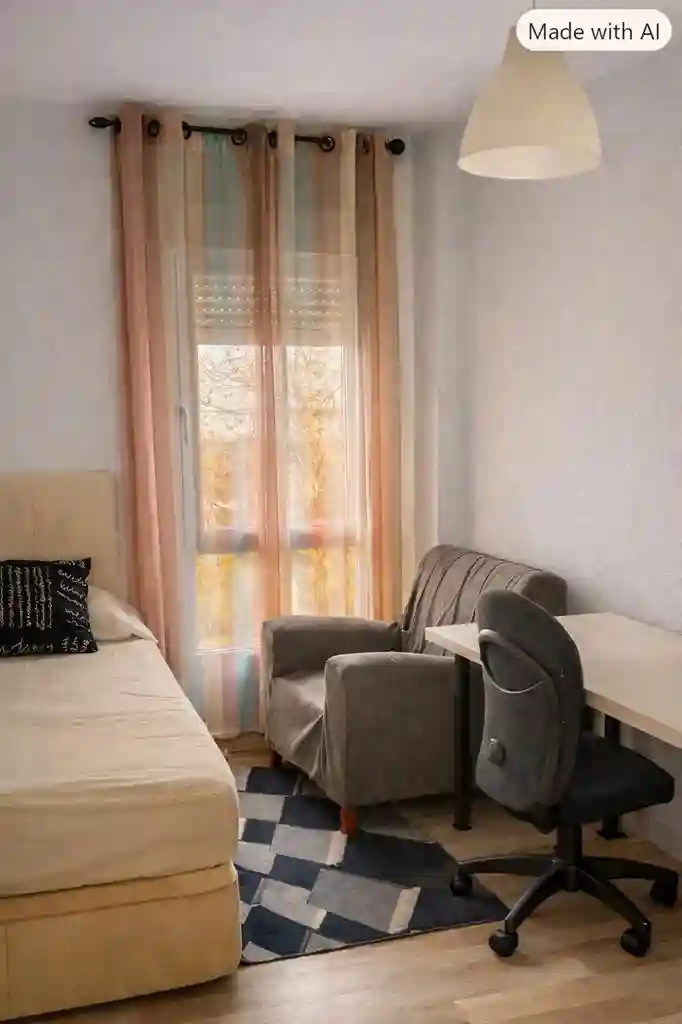 Habitación luminosa y acogedora