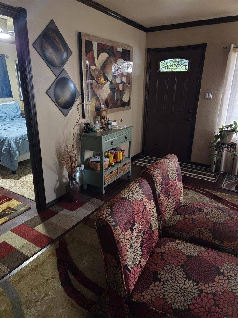 Furnished bedroom with private bath