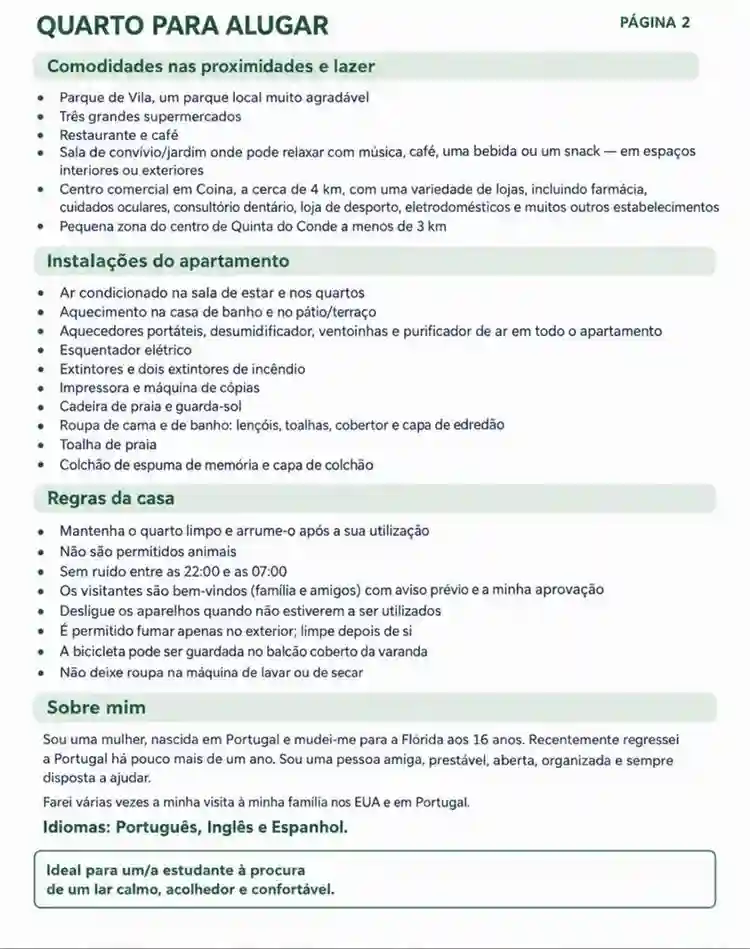 Quarto Quinta do Conde feminina