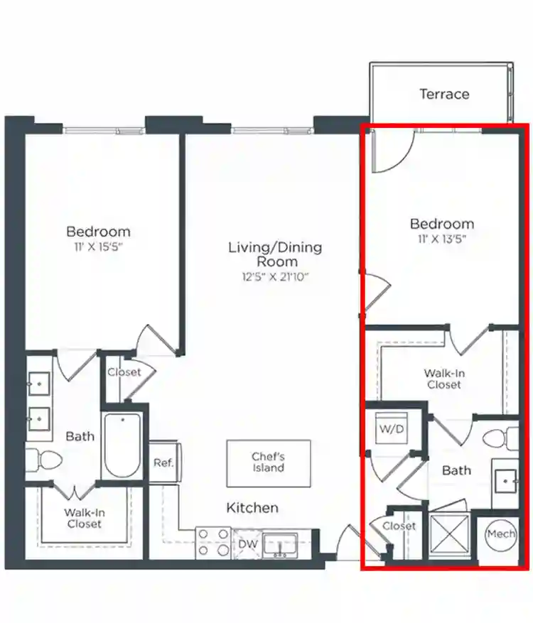 Private room with attached washroom