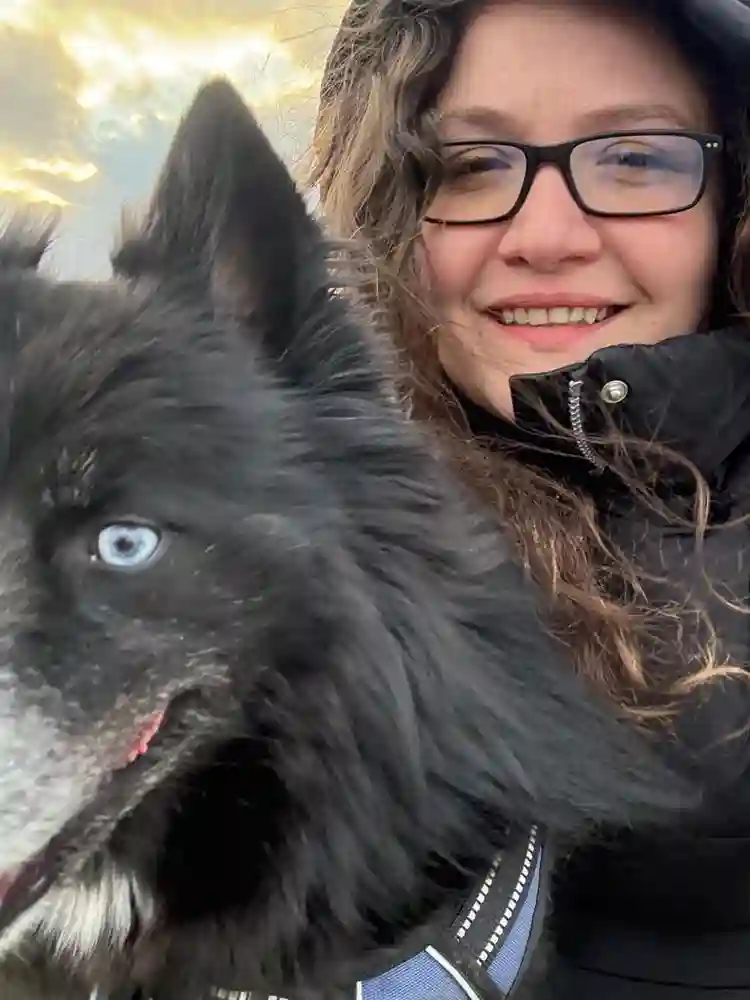 Working woman with dog needs room