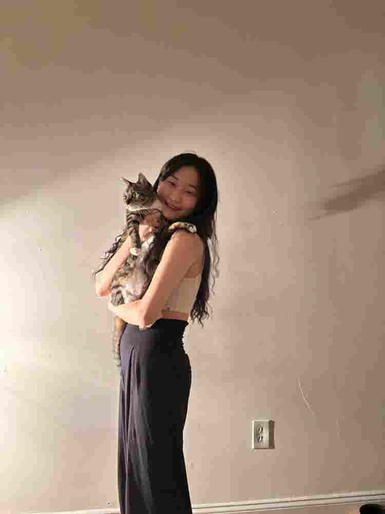 Female student w/ girl cat