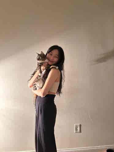 Female student w/ girl cat