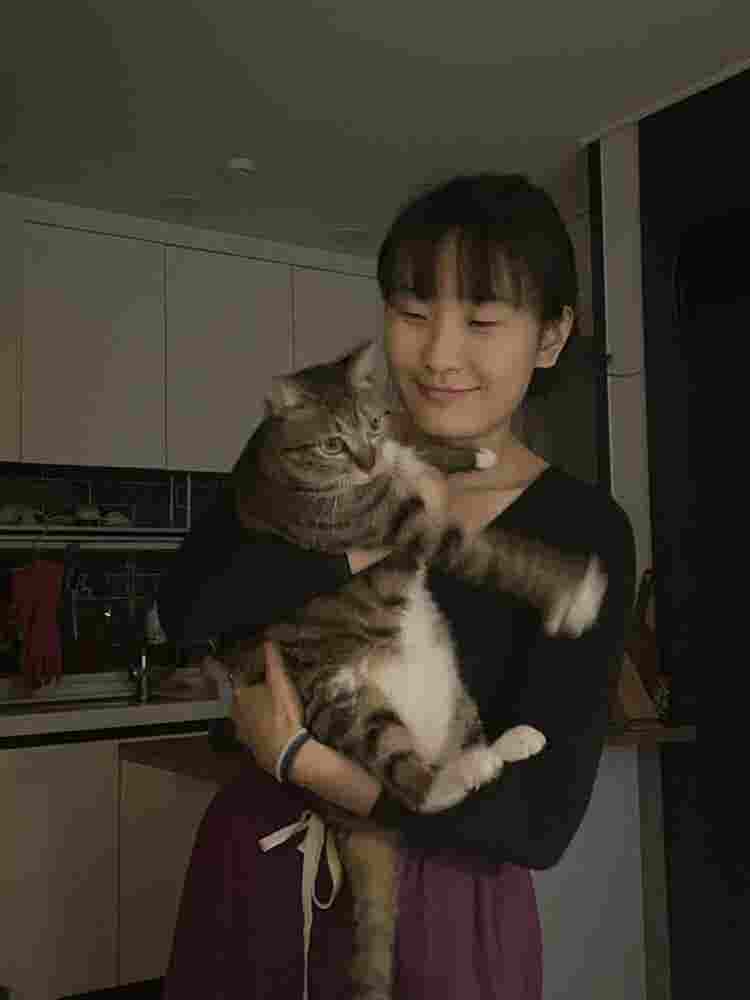 Female student w/ girl cat