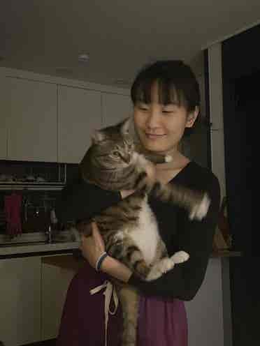 Female student w/ girl cat