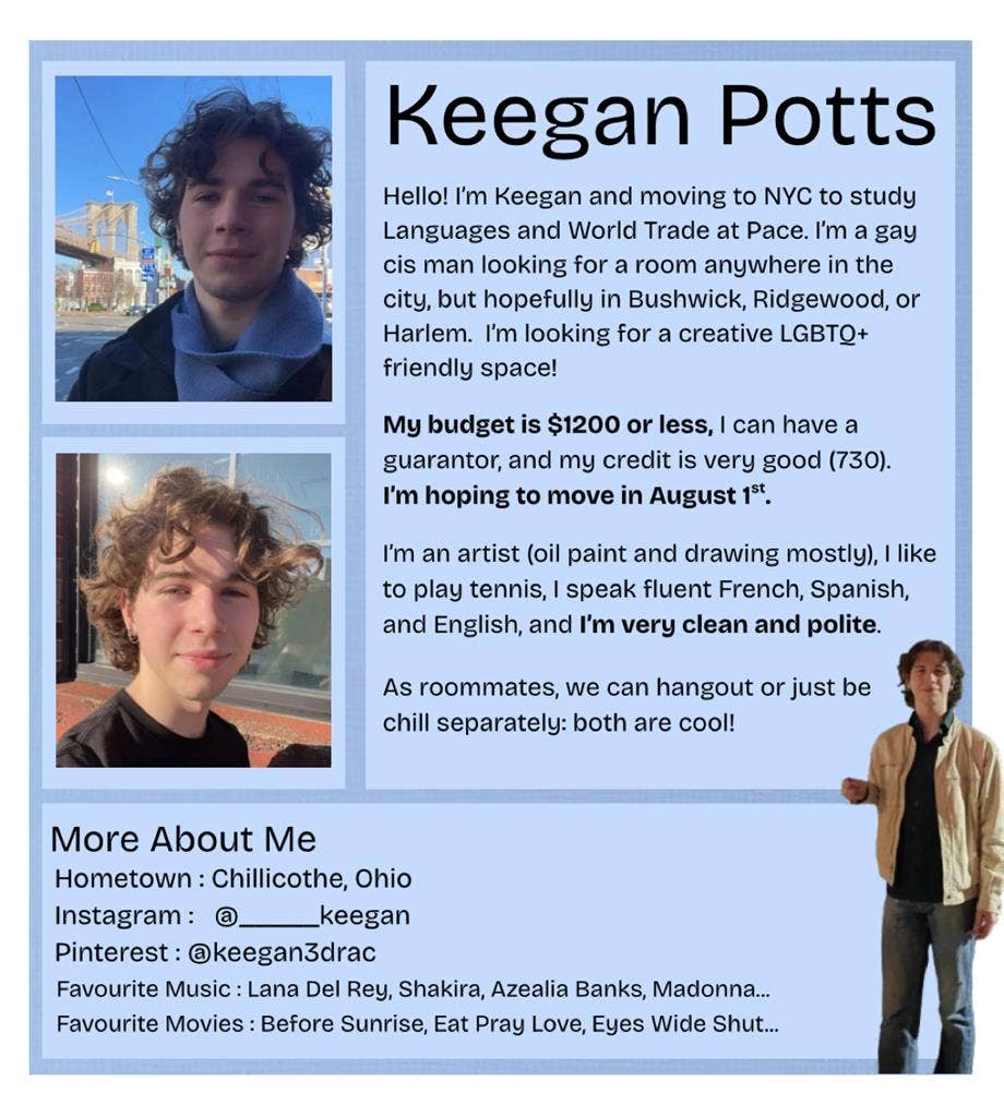 Keegan- Starting at Pace Uni.