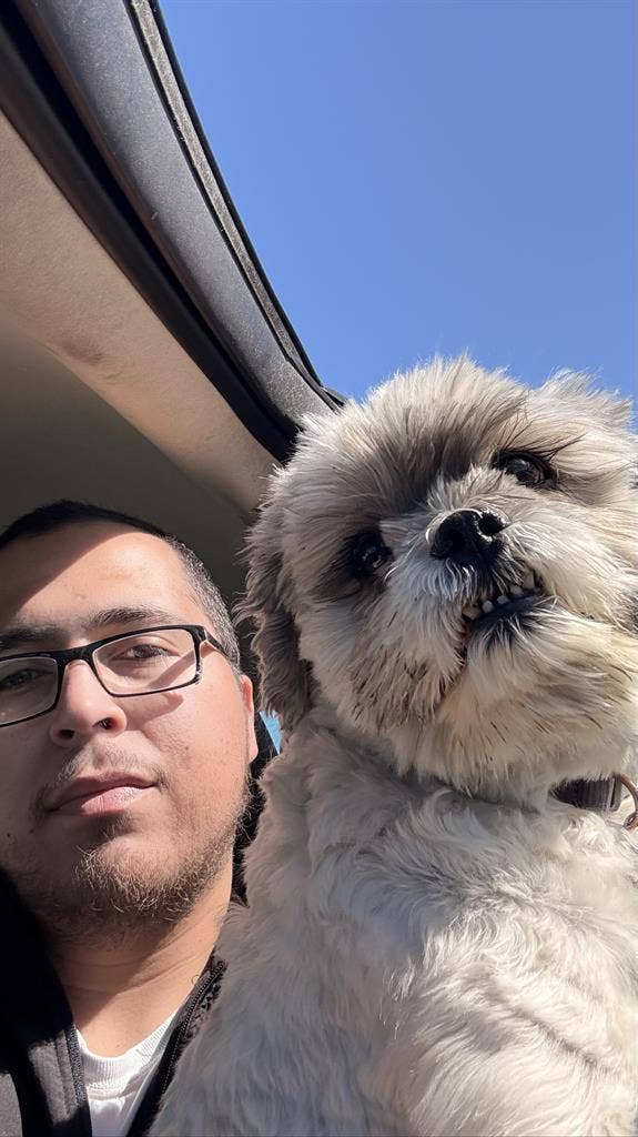M w/ small dog (super cute dog!)