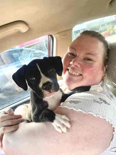 my fiancé and i and our puppy