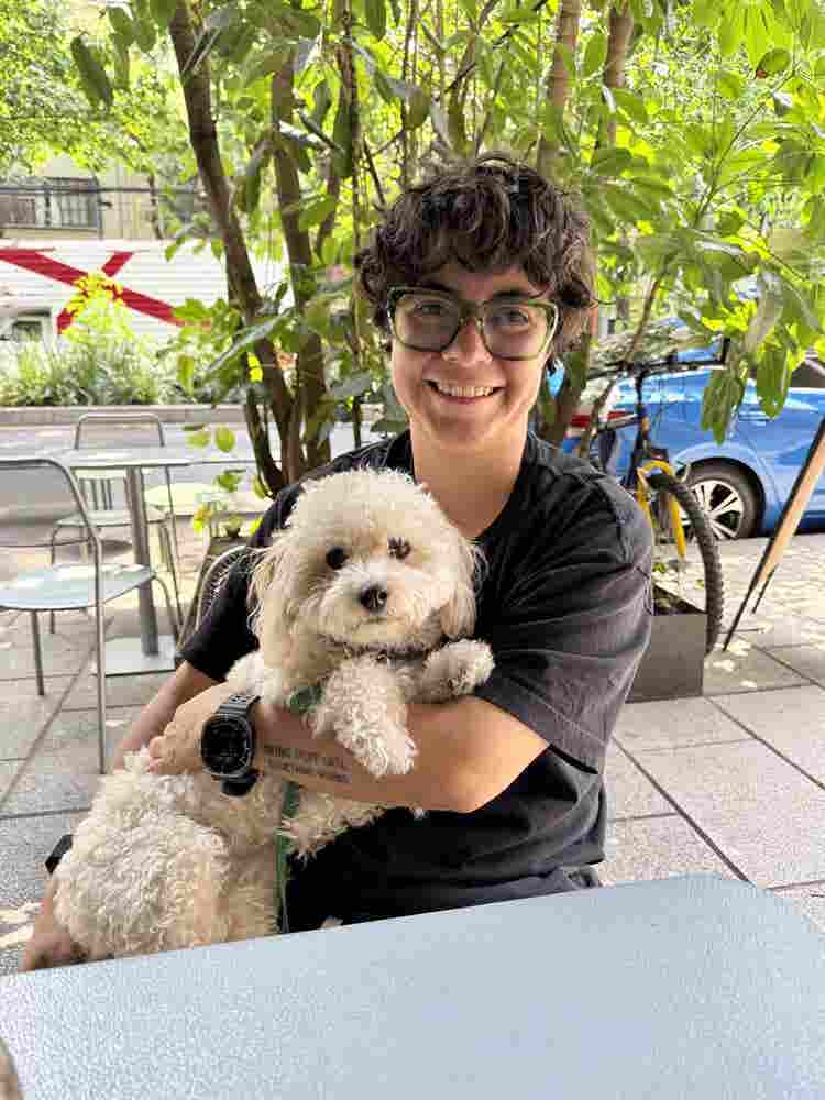 Female student with small dog