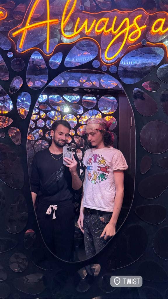 Creative couple with small dog