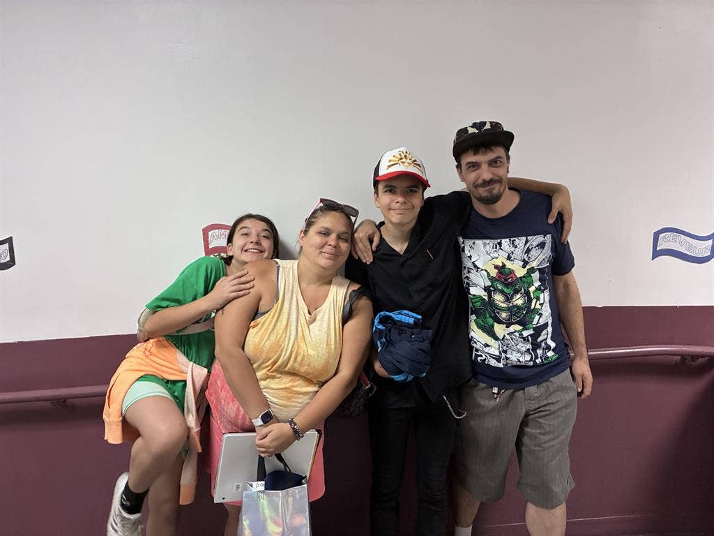 Young family looking